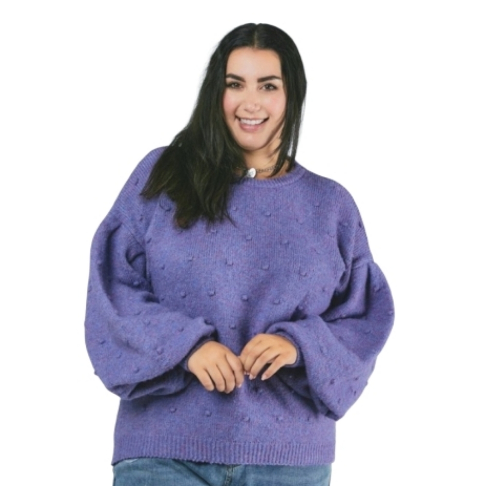 NWT Davi & Dani Balloon Sleeve Sweater With Raised Dots Women's 3XL